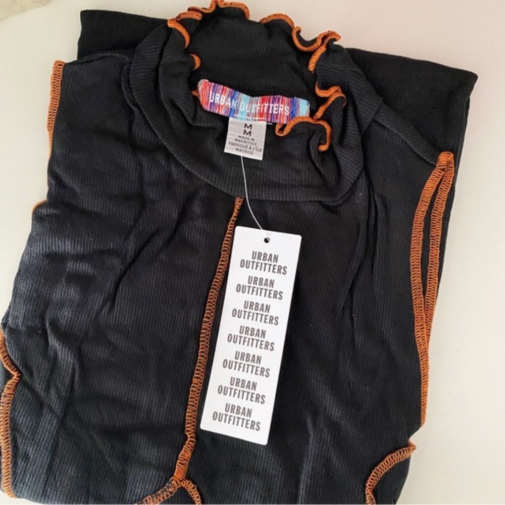 Urban Outfitters | UO Deja Seamed Mini Dress Sleeveless Ribbed Black New Medium - Picture 12 of 13